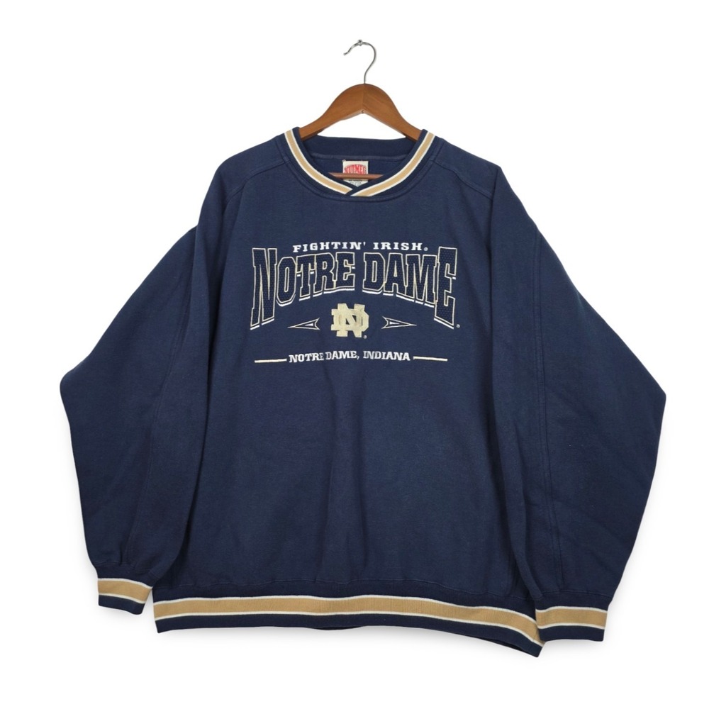 Vintage Notre Dame Sweatshirt‎ XL Nutmeg Mills Navy Embroidered Fighting Irish